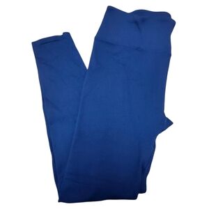 Fabletics Blue High-Waisted Seamless Rib Leggings. Sz. L